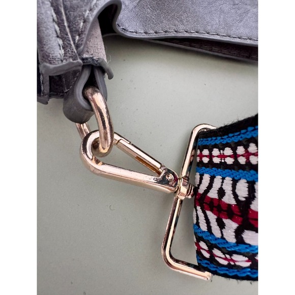 Women's Mini Crossbody Messenger Bag Leather Adjustable Strap Magnetic Snap Gray - Picture 10 of 10